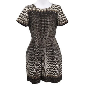 Madewell Dress Womens‎ 2 Black Cream Chevron Songbird Short Sleeve Tribal Casual